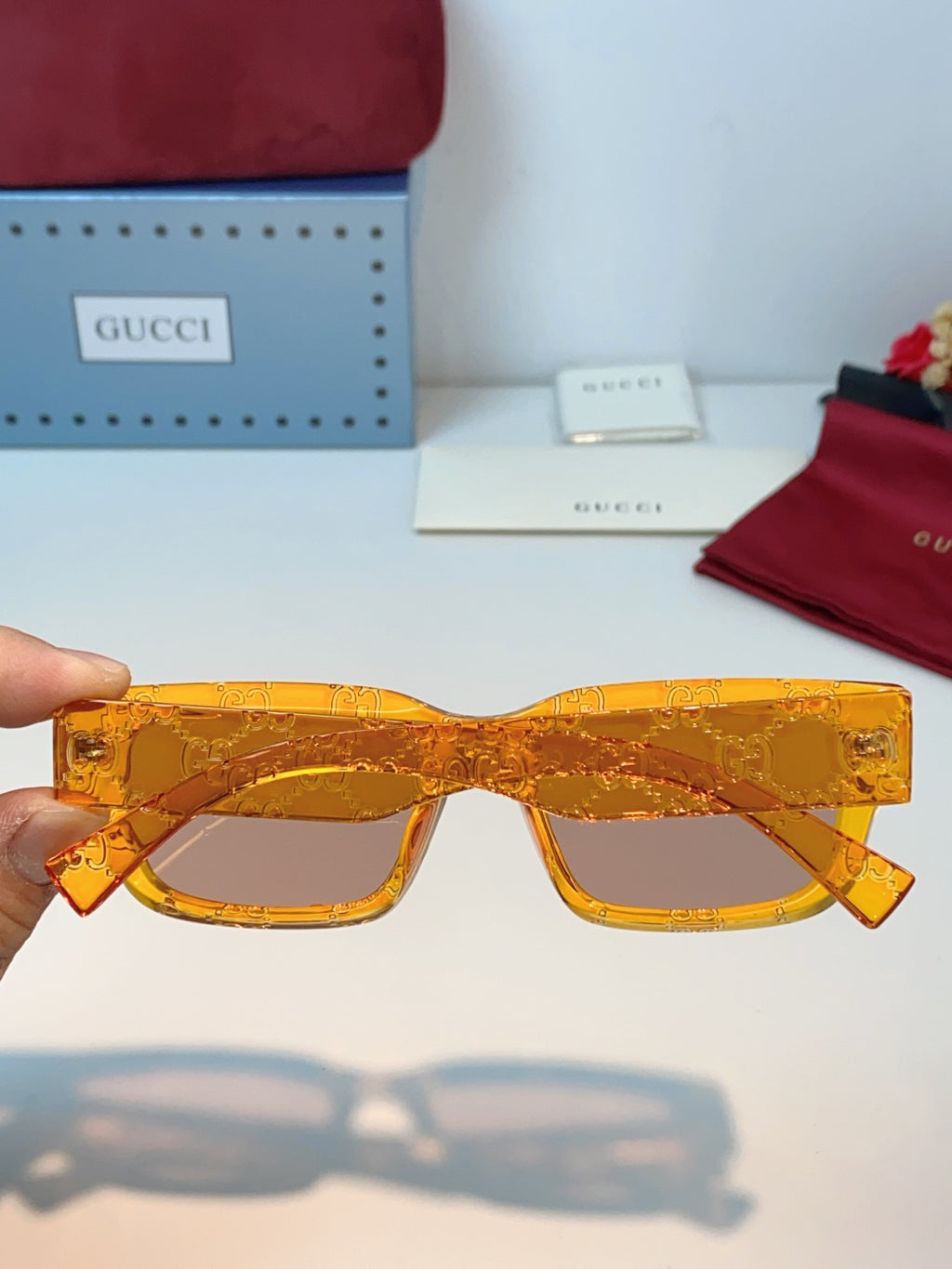 Gucci Square Orange Lens Sunglasses for Men & Women - detail image 5