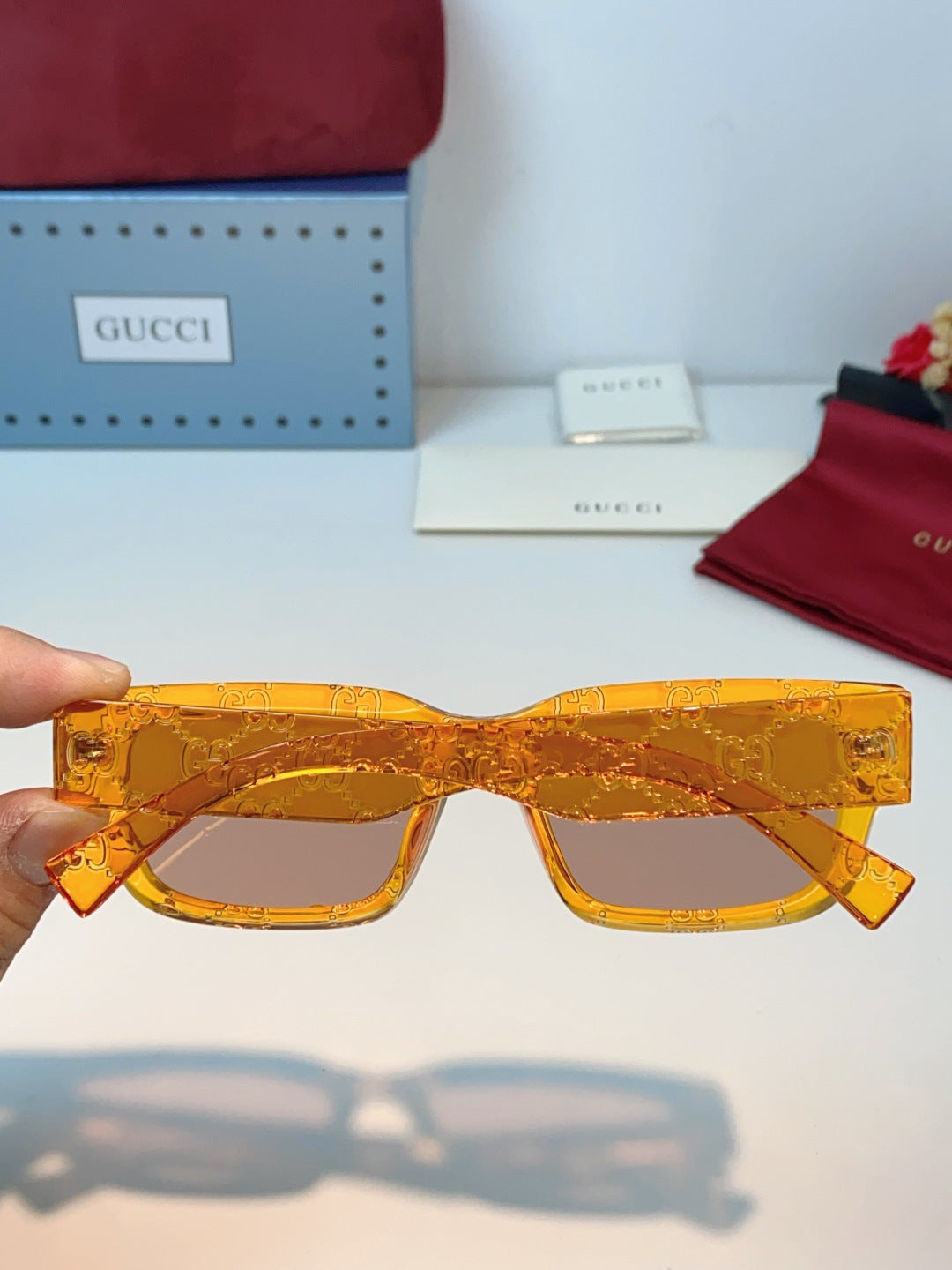 Gucci Square Orange Lens Sunglasses for Men & Women - detail image 5
