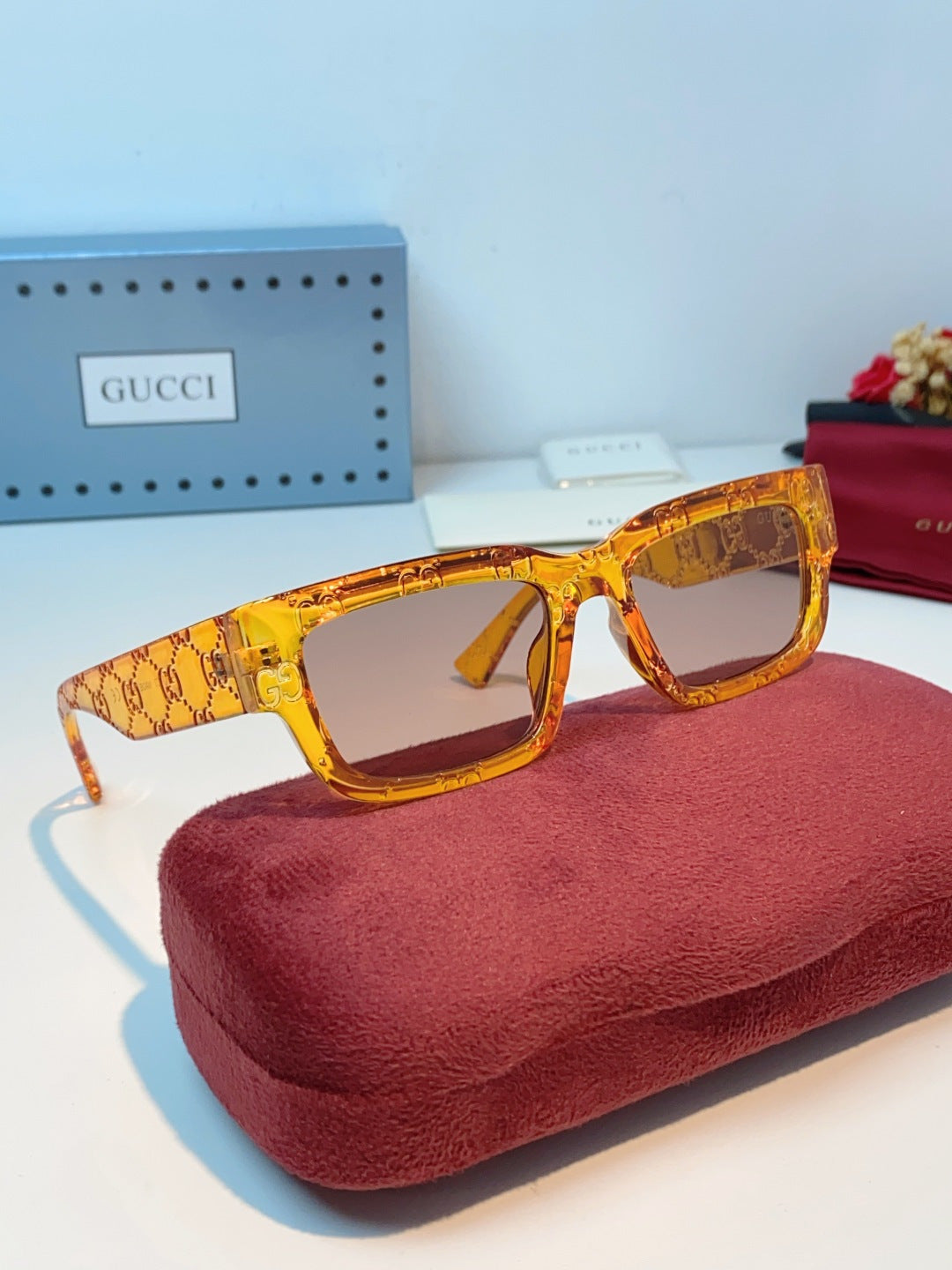 Gucci Square Orange Lens Sunglasses for Men & Women - detail image 10