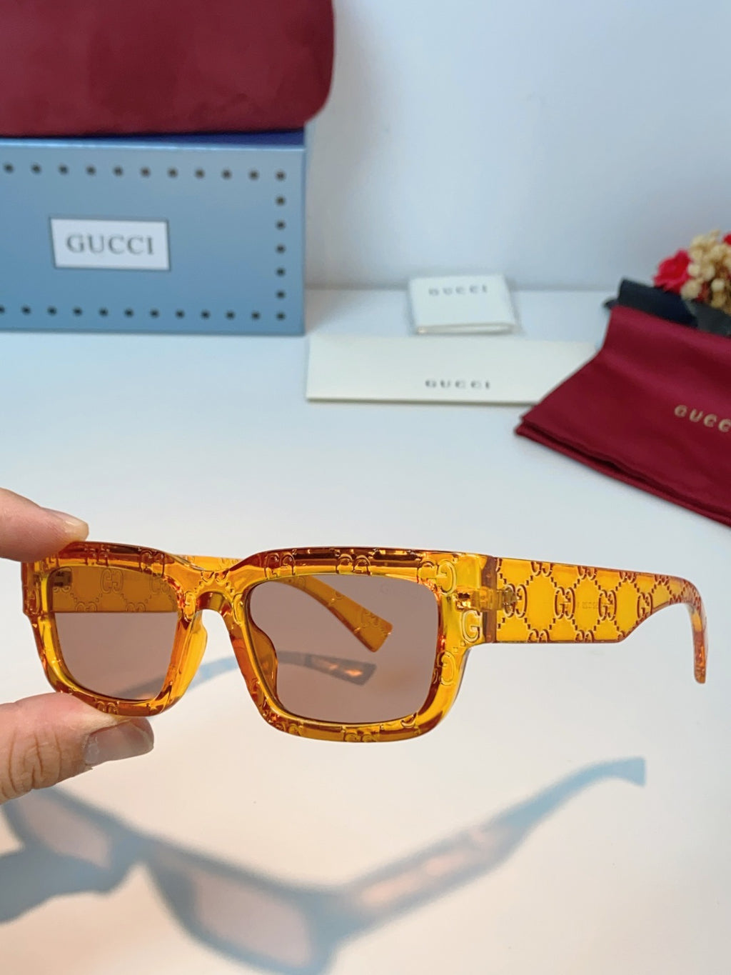 Gucci Square Orange Lens Sunglasses for Men & Women - detail image 6