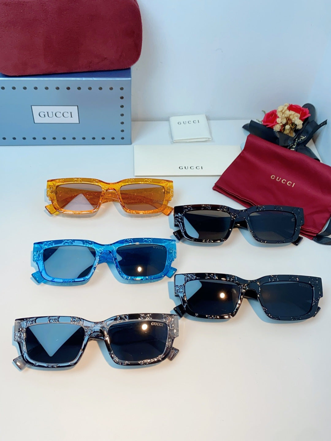 Gucci Square Blue Lens Sunglasses for Men & Women - detail image 12