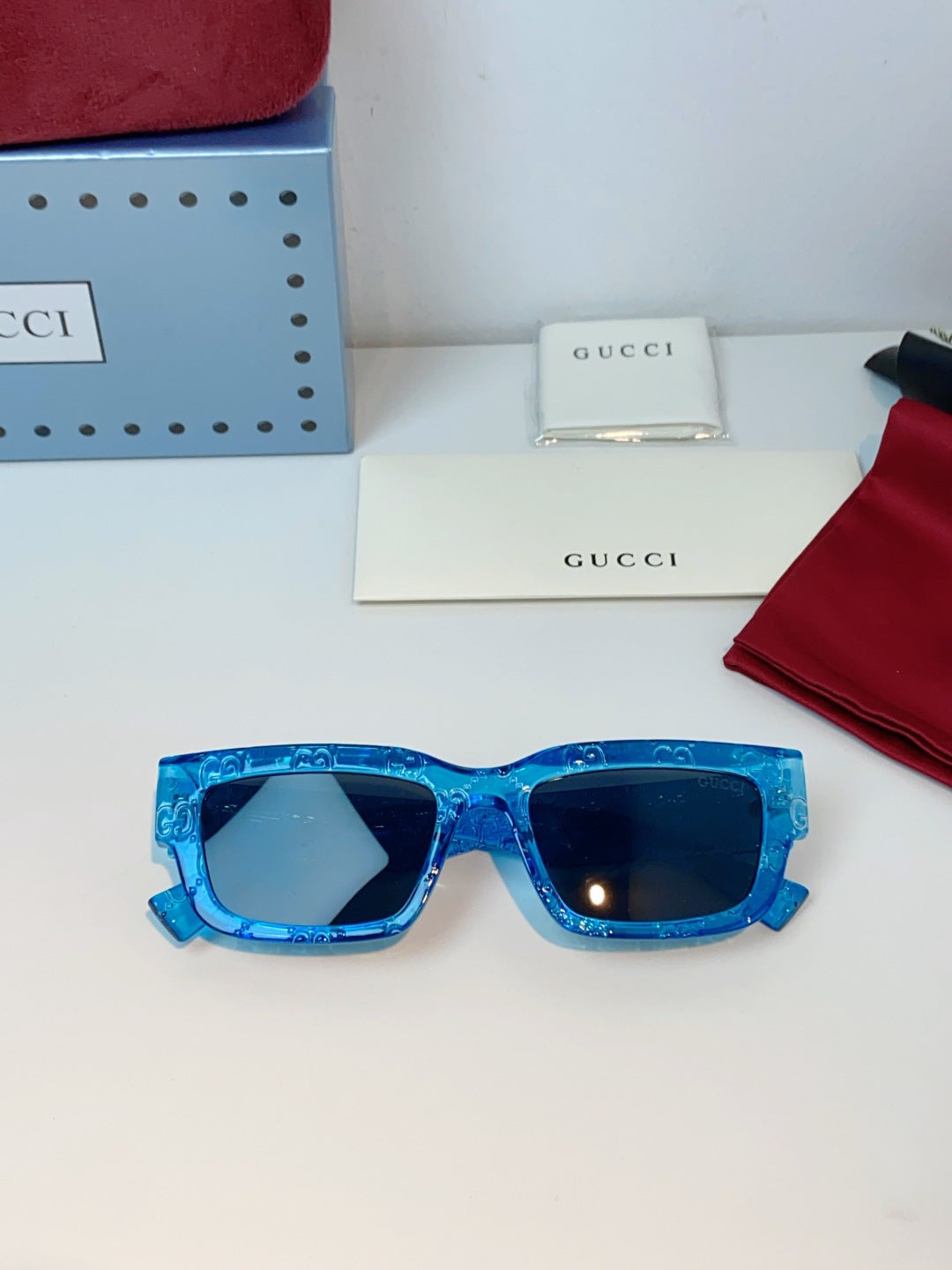 Gucci Square Blue Lens Sunglasses for Men & Women - detail image 9