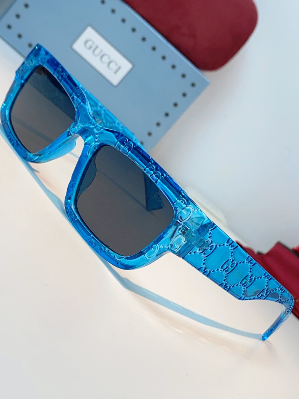 Gucci Square Blue Lens Sunglasses for Men & Women - detail image 7
