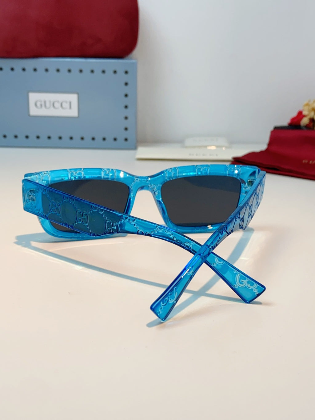 Gucci Square Blue Lens Sunglasses for Men & Women - detail image 3