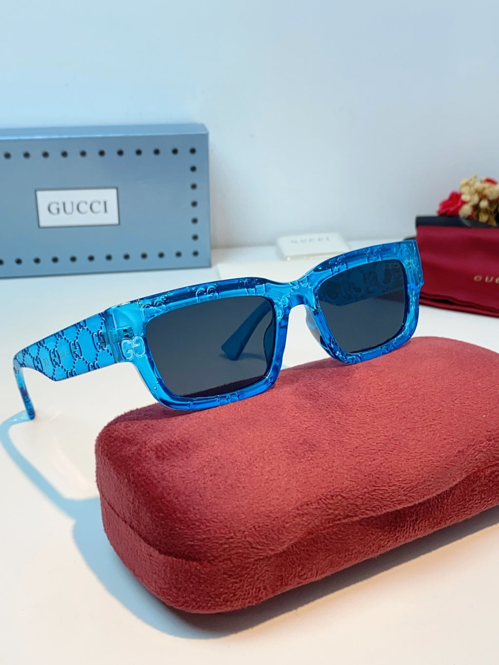 Gucci Square Blue Lens Sunglasses for Men & Women - detail image 10