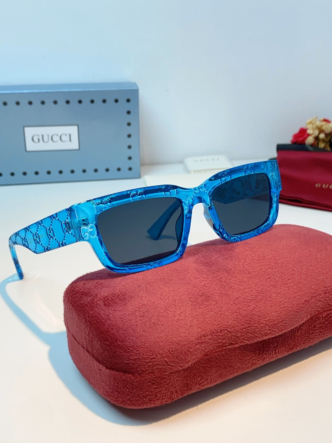 Gucci Square Blue Lens Sunglasses for Men & Women - detail image 10