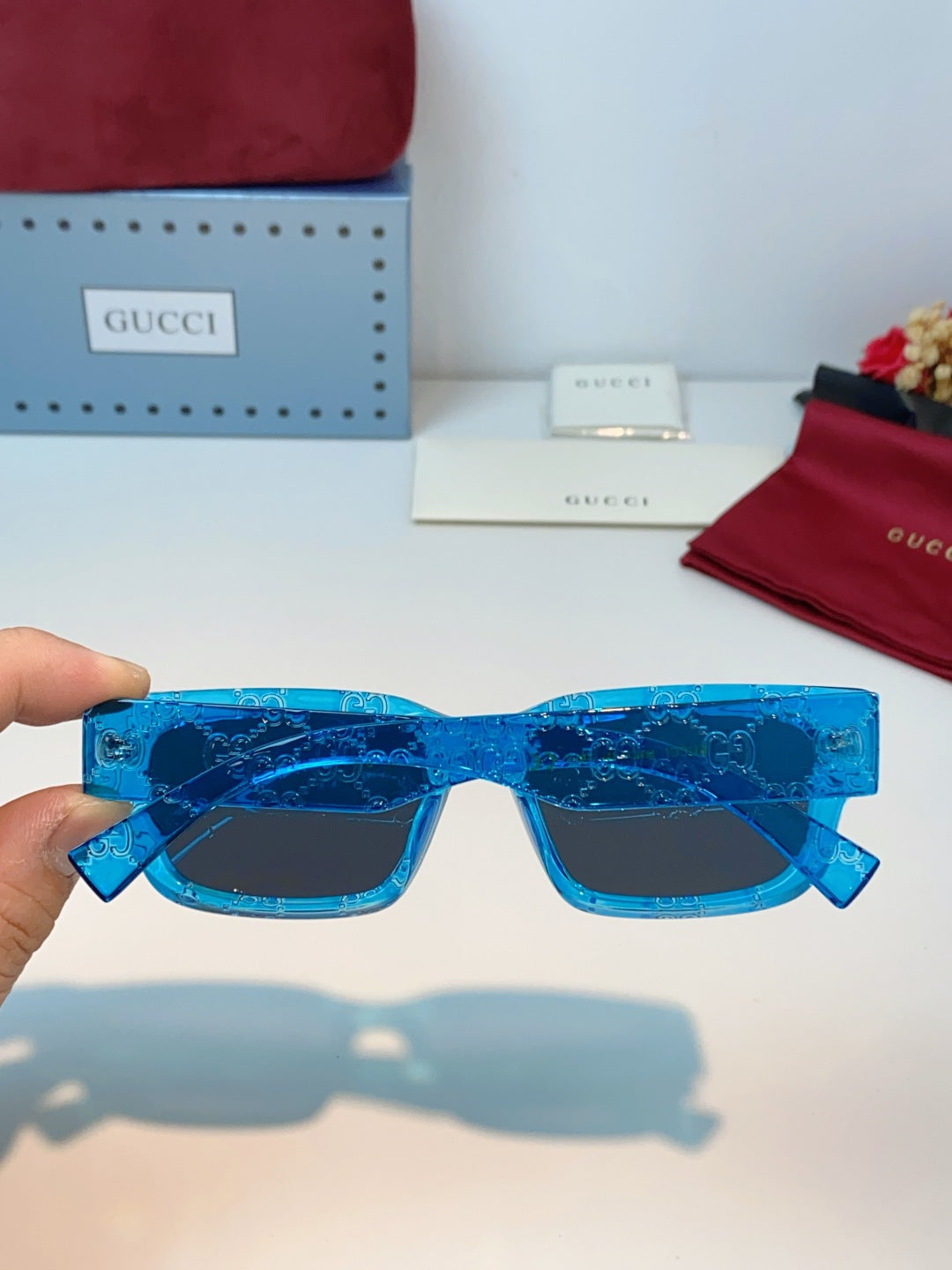 Gucci Square Blue Lens Sunglasses for Men & Women - detail image 5