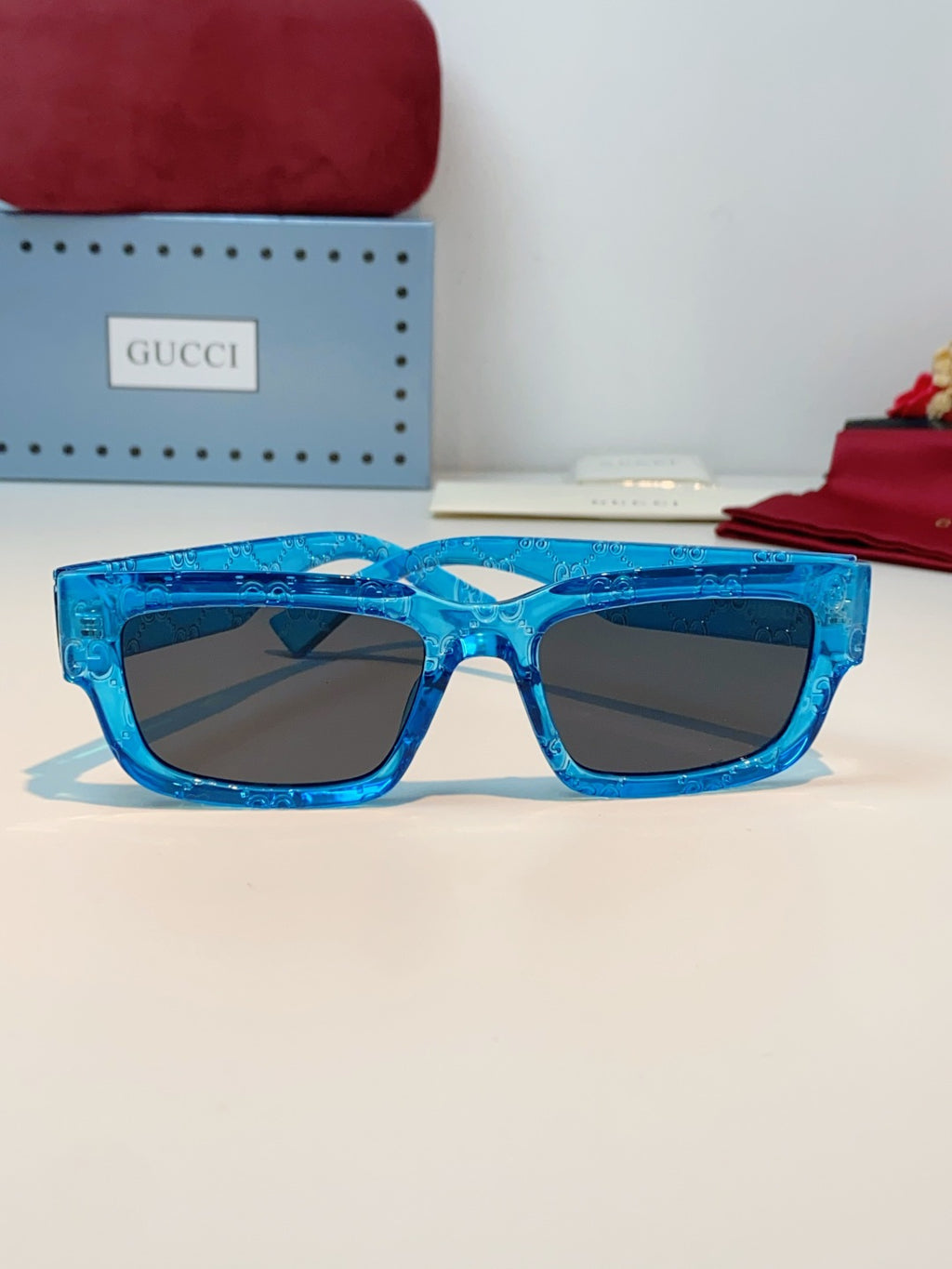 Gucci Square Blue Lens Sunglasses for Men & Women - detail image 2