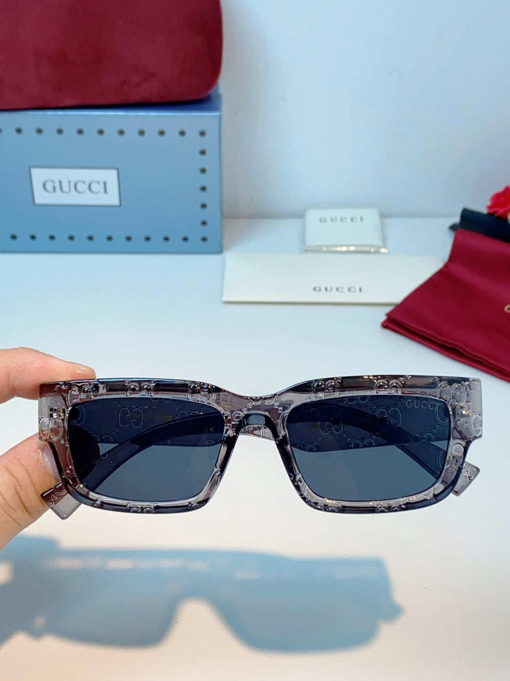 Gucci Square Black Lens Sunglasses for Men & Women - 493283 - detail image 4