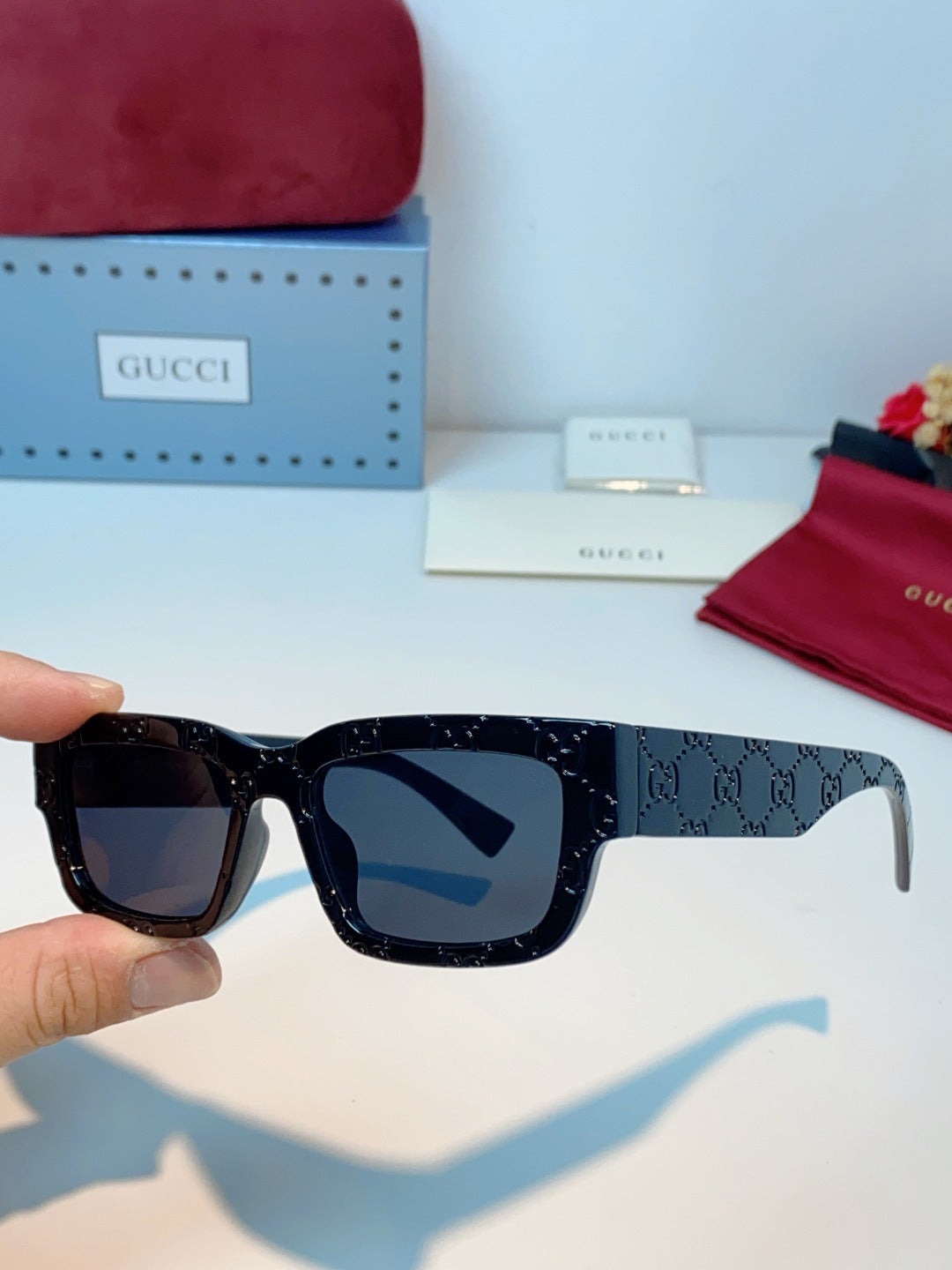 Gucci Square Black Lens Sunglasses for Men & Women - detail image 6