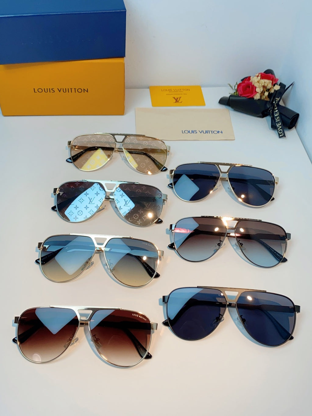 Louis Vuitton Metal Aviator Gold Lens Sunglasses for Men - detail image 12