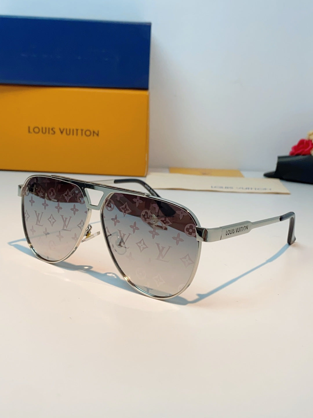 Louis Vuitton Metal Aviator Silver Lens Sunglasses for Men - 486209