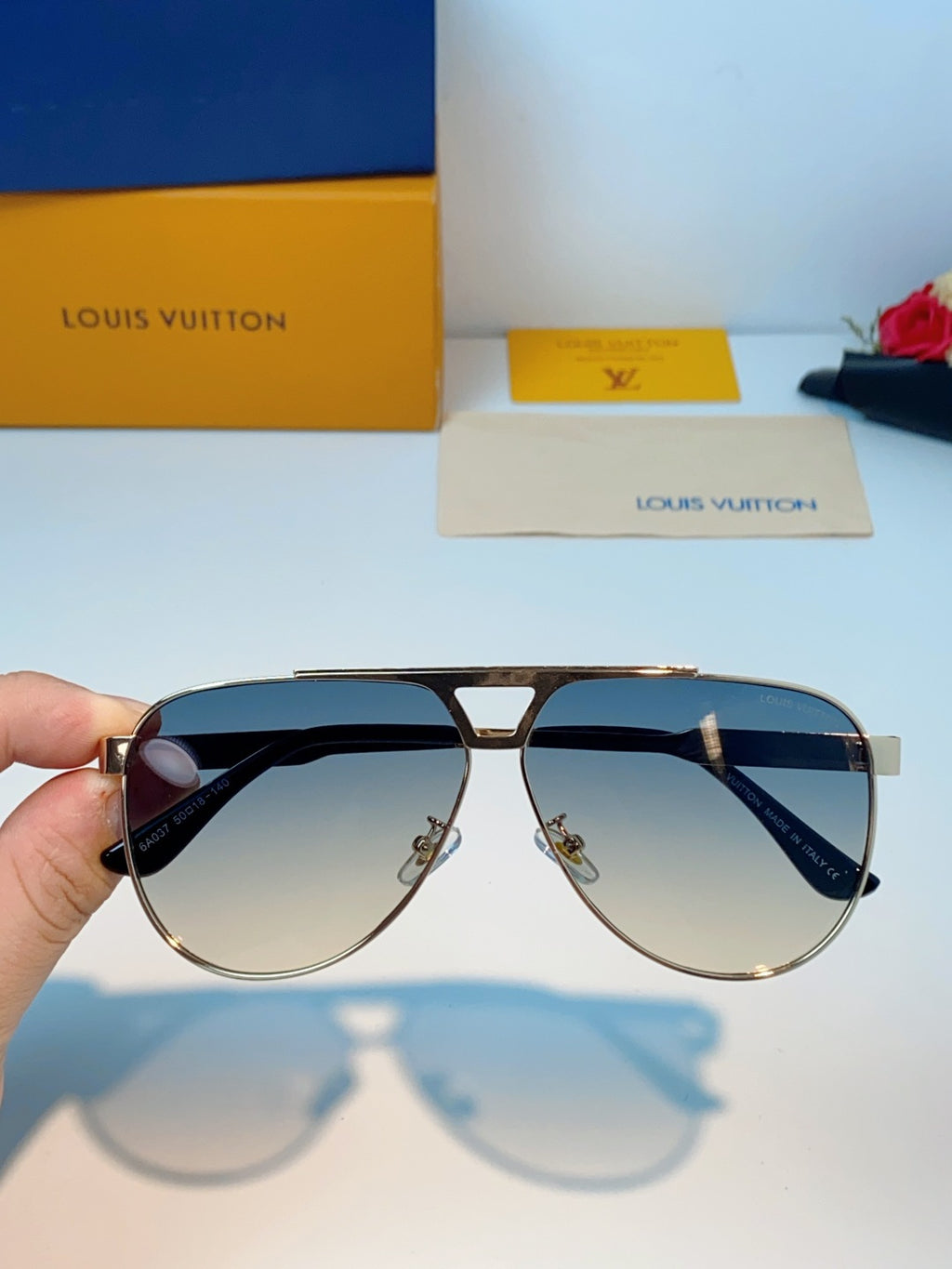 Louis Vuitton Metal Aviator Silver Lens Sunglasses for Men - 486210 - detail image 4