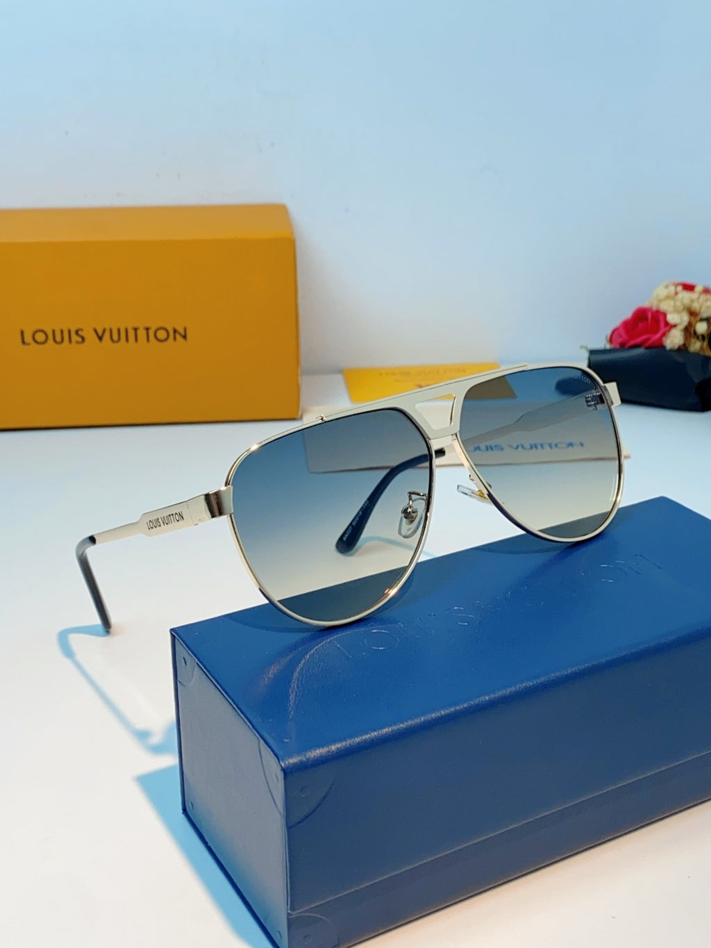 Louis Vuitton Metal Aviator Silver Lens Sunglasses for Men - 486210 - detail image 10