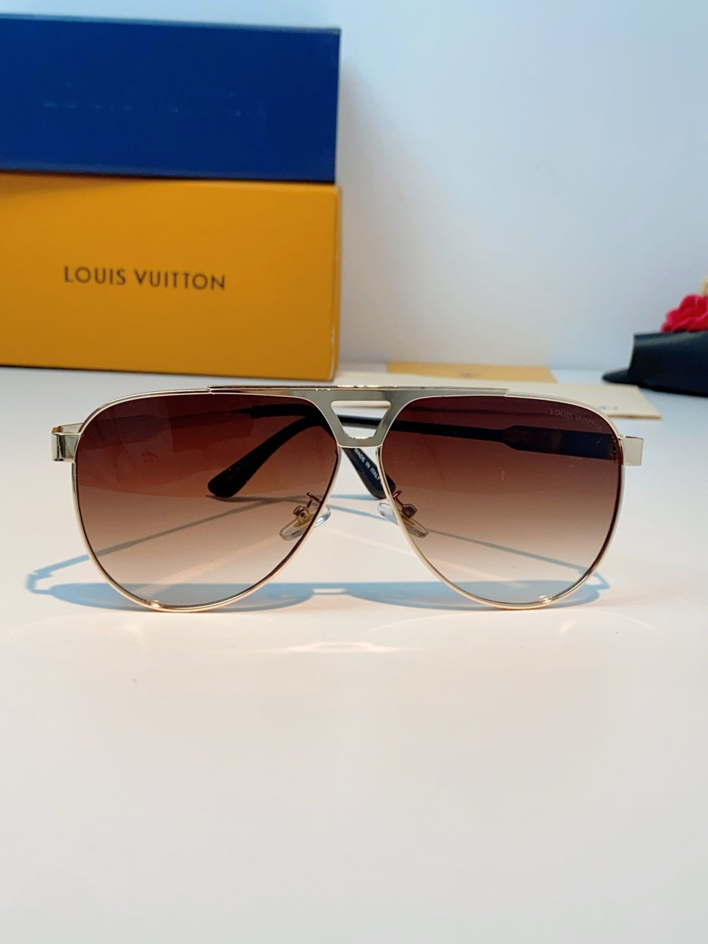 Louis Vuitton Metal Aviator Brown Lens Sunglasses for Men - detail image 2