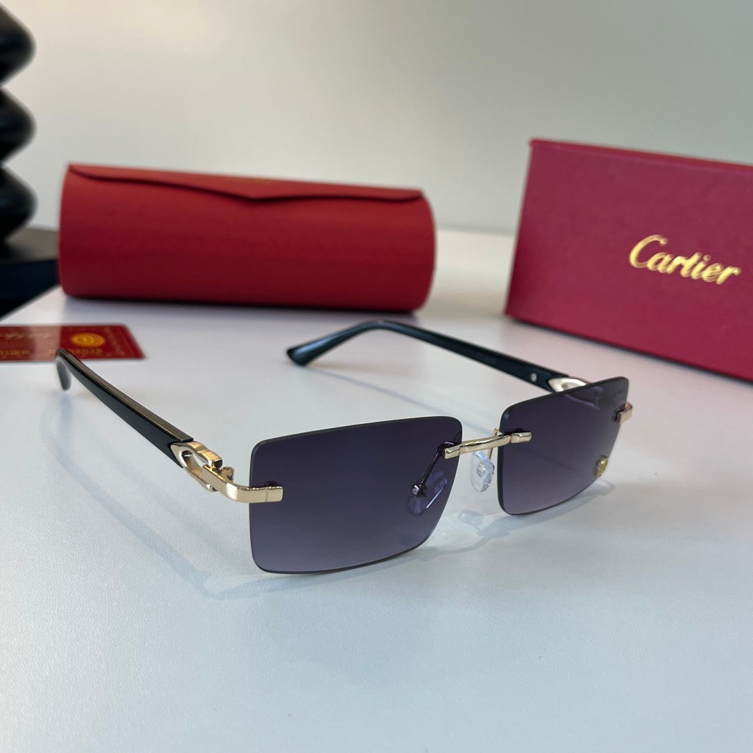 Cartier Lightweight Metal Rimless Silver Lens Sunglasses for Men & Wo - 449457