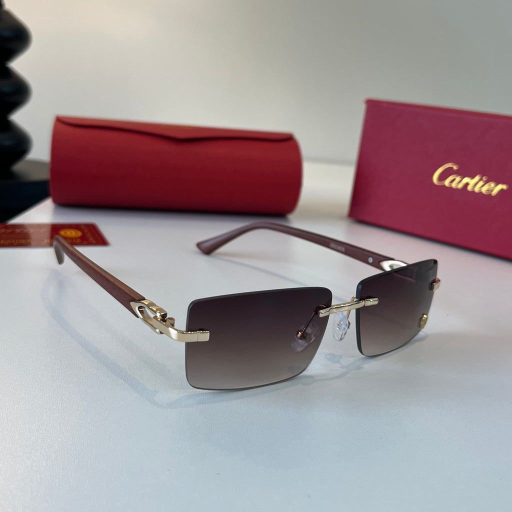 Cartier Lightweight Metal Rimless Silver Lens Sunglasses for Men & Wo - 449459
