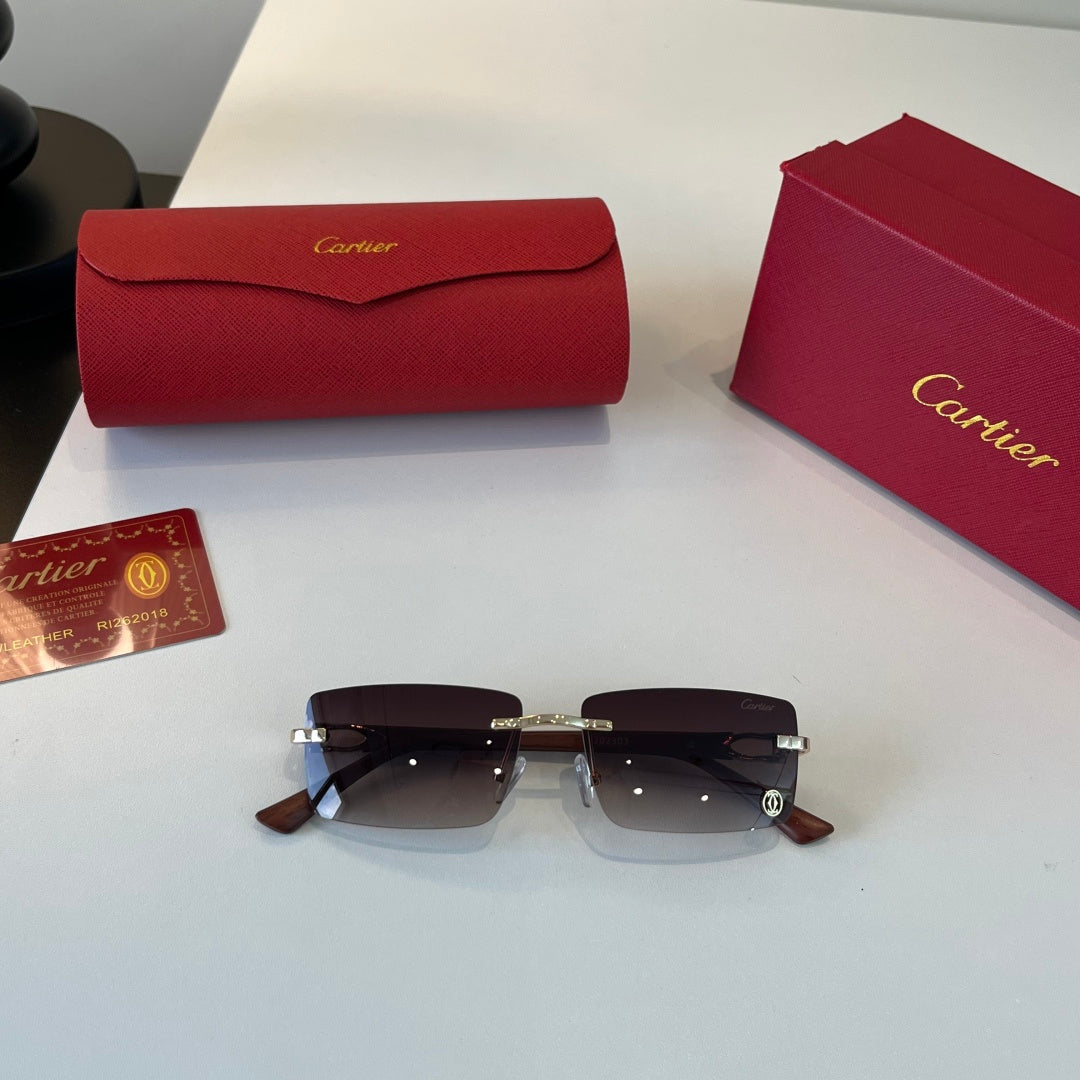 Cartier Lightweight Metal Rimless Silver Lens Sunglasses for Men & Wo - 449459 - detail image 4