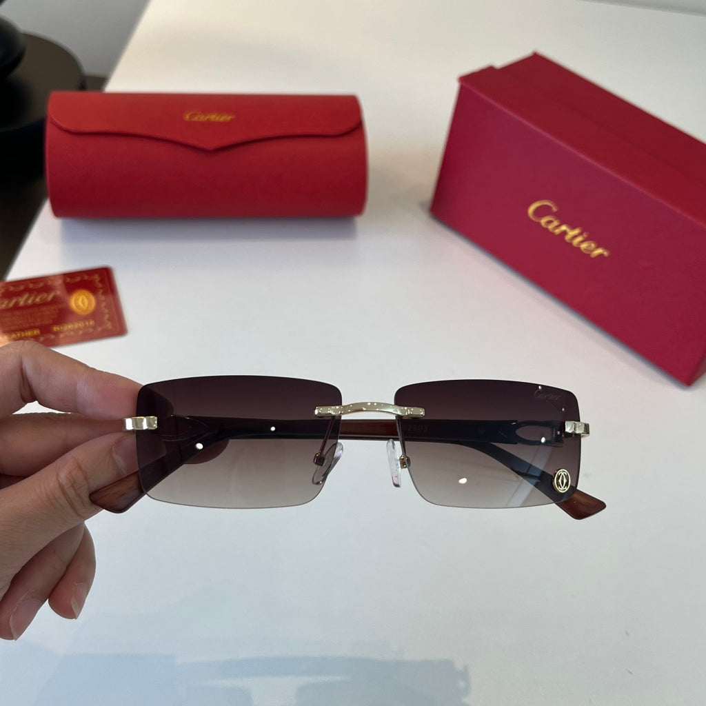 Cartier Lightweight Metal Rimless Silver Lens Sunglasses for Men & Wo - 449459 - detail image 5