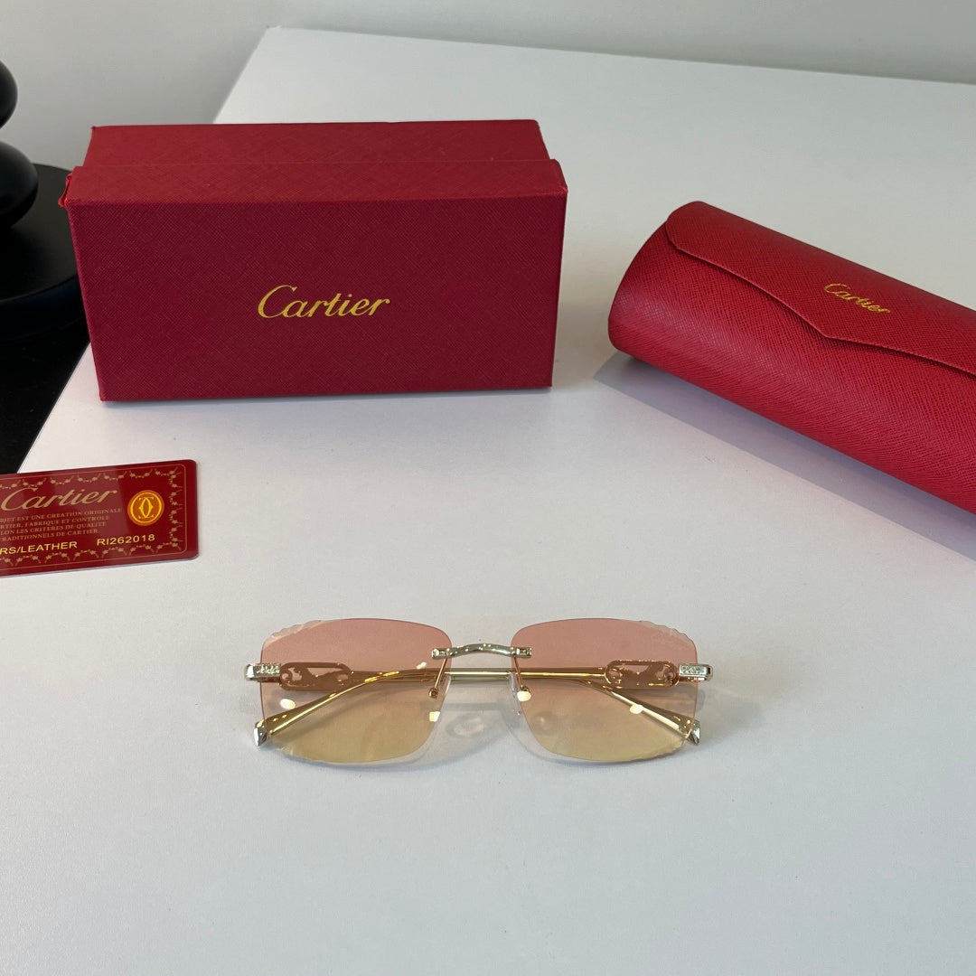 Cartier Lightweight Metal Rimless Gold Lens Sunglasses for Men & Women - detail image 4