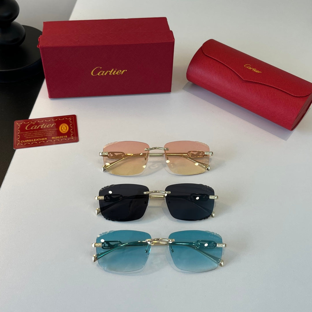 Cartier Lightweight Metal Rimless Silver Lens Sunglasses for Men & Wo - 493697 - detail image 11