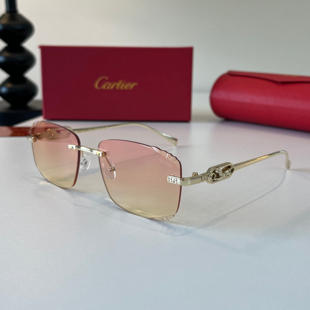 Cartier Lightweight Metal Rimless Gold Lens Sunglasses for Men & Women - detail image 3