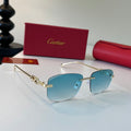 Cartier Lightweight Metal Rimless Blue Lens Sunglasses for Men & Wome - 493696