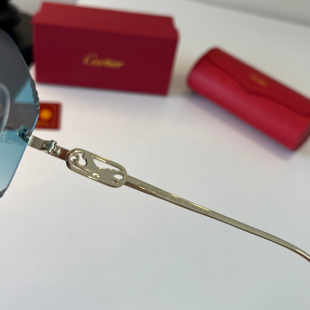 Cartier Lightweight Metal Rimless Blue Lens Sunglasses for Men & Wome - 493696 - detail image 9