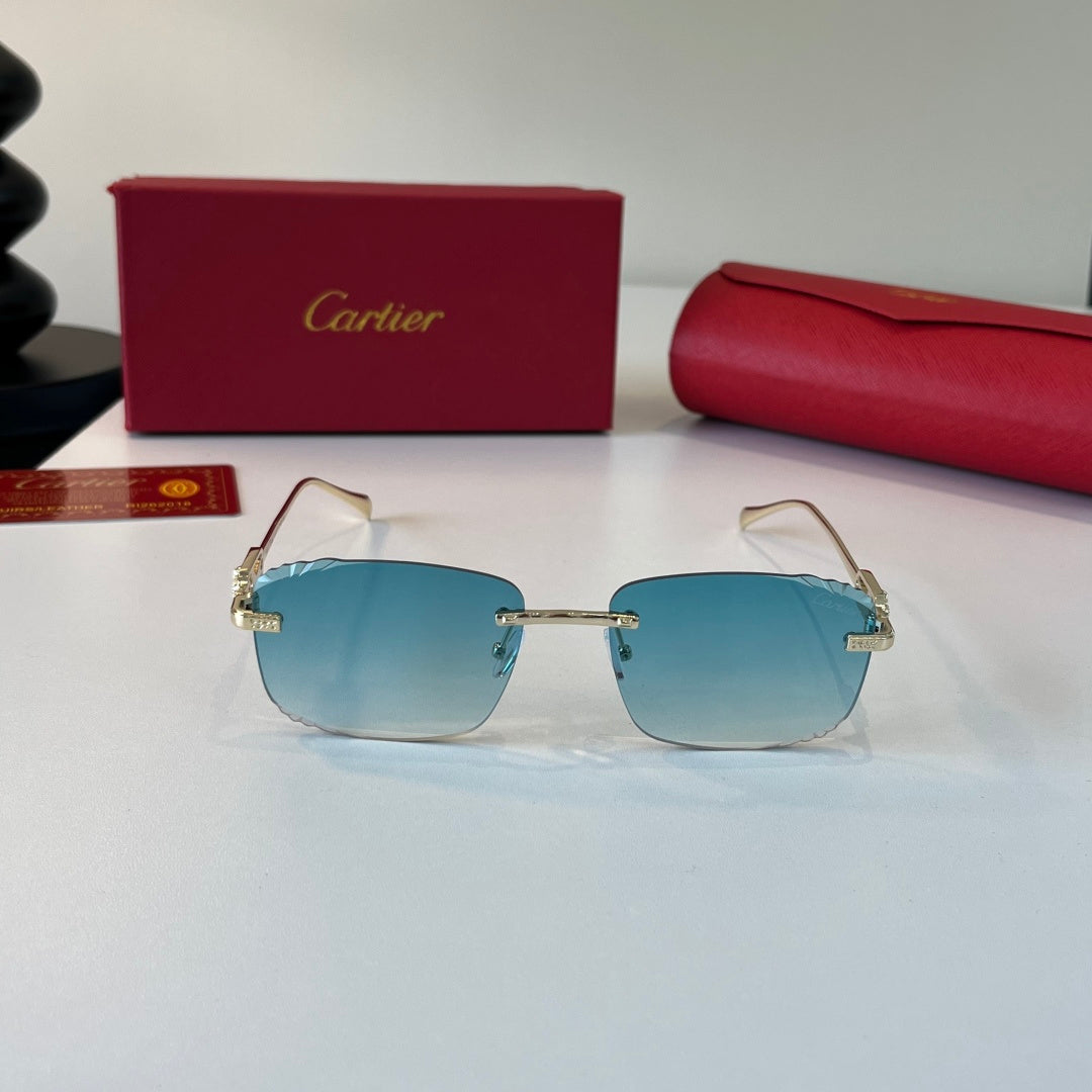 Cartier Lightweight Metal Rimless Blue Lens Sunglasses for Men & Wome - 493696 - detail image 2