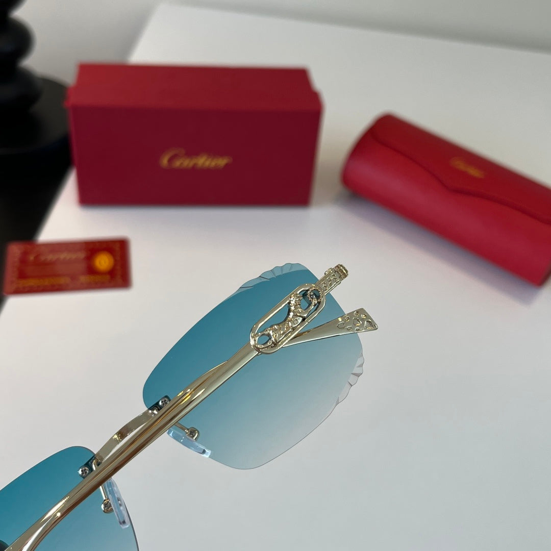 Cartier Lightweight Metal Rimless Blue Lens Sunglasses for Men & Wome - 493696 - detail image 7