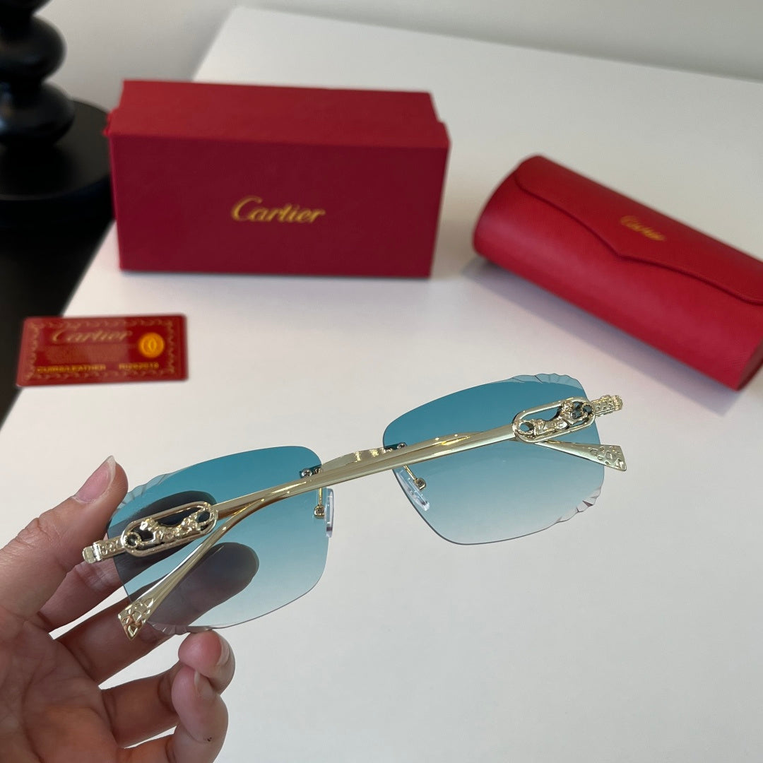 Cartier Lightweight Metal Rimless Blue Lens Sunglasses for Men & Wome - 493696 - detail image 8