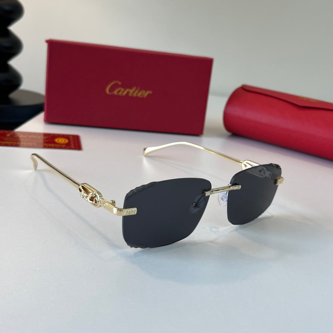 Cartier Lightweight Metal Rimless Silver Lens Sunglasses for Men & Wo - 493697