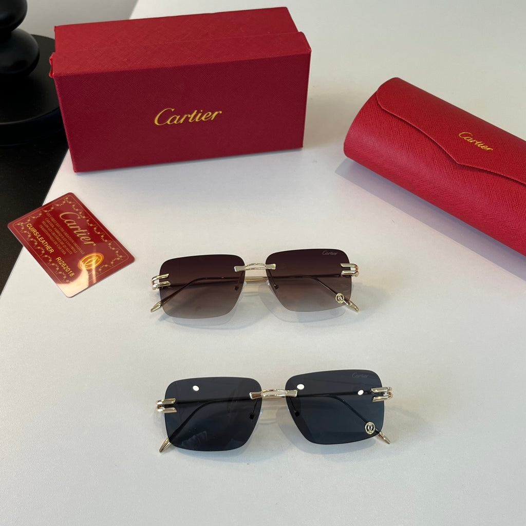 Cartier Lightweight Metal Rimless Silver Lens Sunglasses for Men & Wo - 493698 - detail image 11