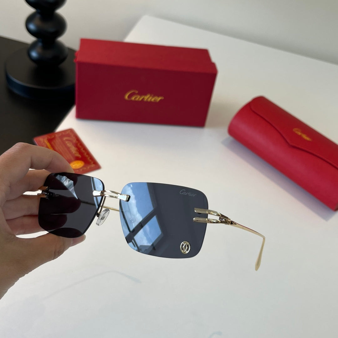 Cartier Lightweight Metal Rimless Silver Lens Sunglasses for Men & Wo - 493698 - detail image 8