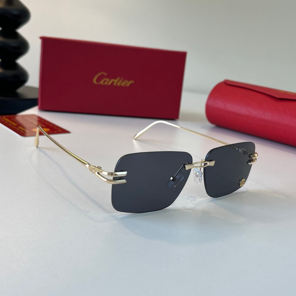 Cartier Lightweight Metal Rimless Silver Lens Sunglasses for Men & Wo - 432310