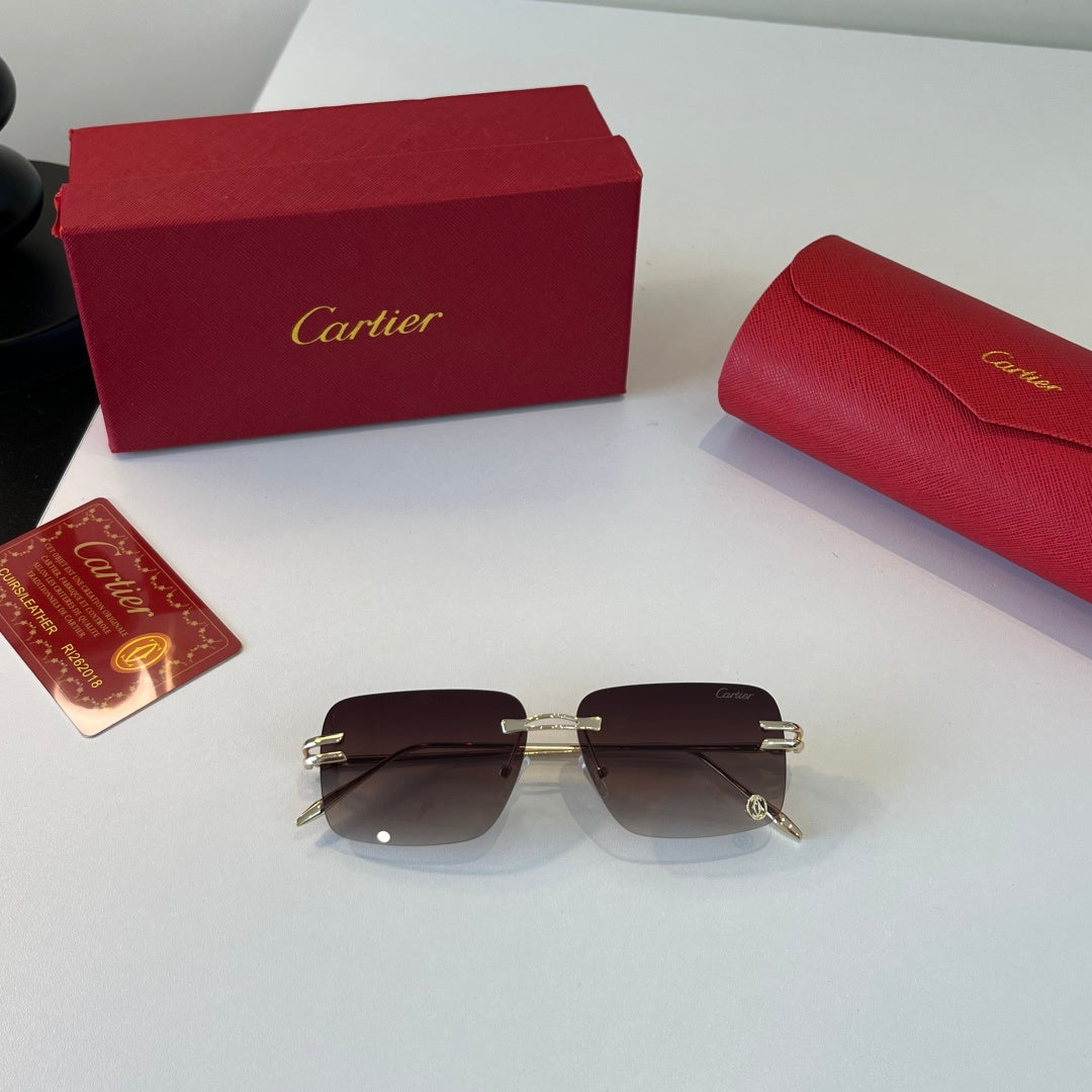 Cartier Lightweight Metal Rimless Silver Lens Sunglasses for Men & Wo - 493699 - detail image 4