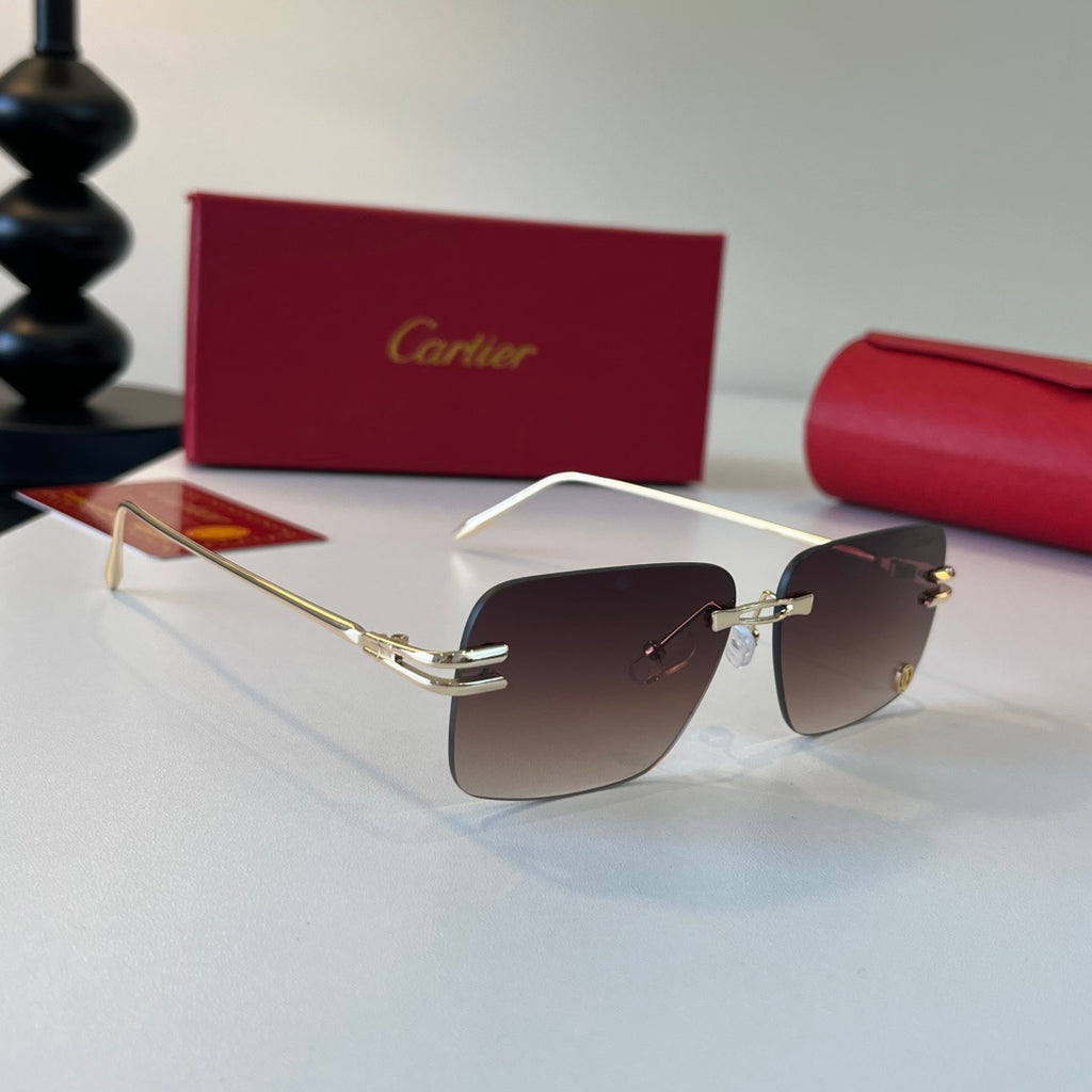 Cartier Lightweight Metal Rimless Silver Lens Sunglasses for Men & Wo - 465726