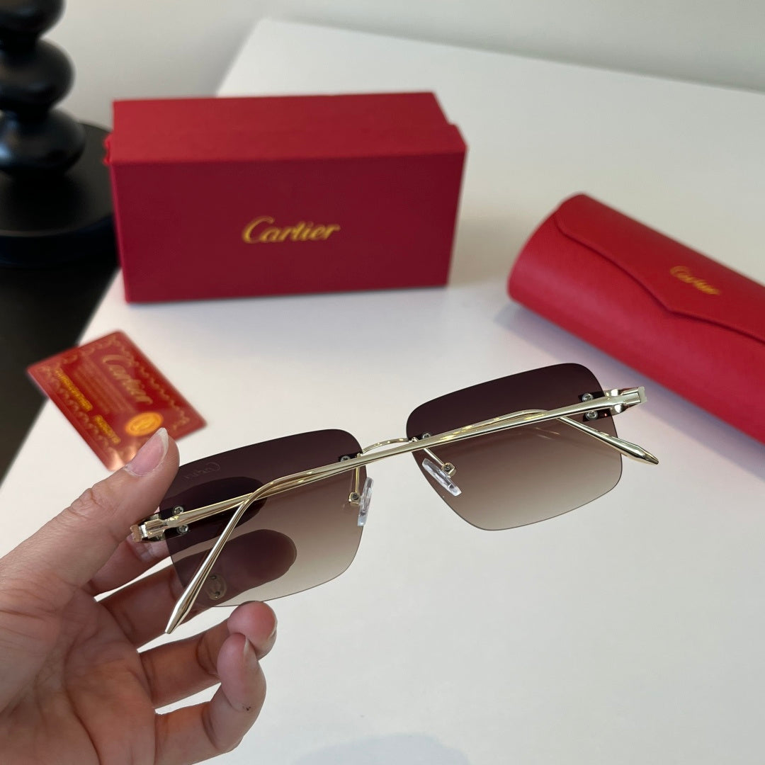 Cartier Lightweight Metal Rimless Silver Lens Sunglasses for Men & Wo - 493699 - detail image 8