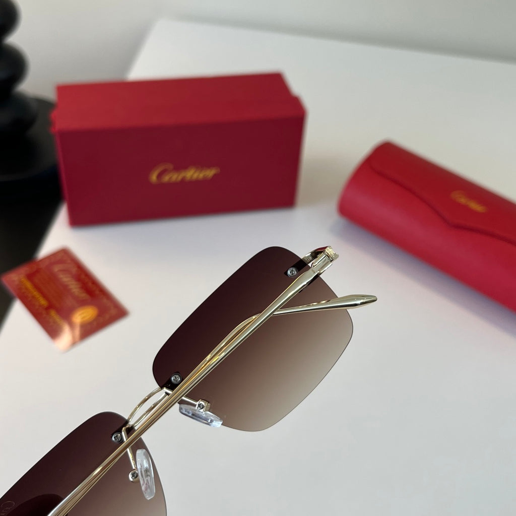 Cartier Lightweight Metal Rimless Silver Lens Sunglasses for Men & Wo - 432311 - detail image 7