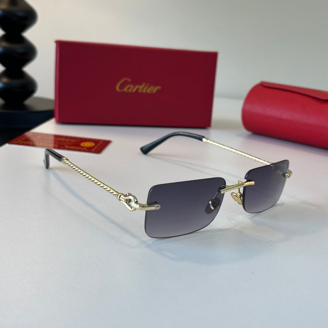 Cartier Lightweight Metal Rimless Silver Lens Sunglasses for Men & Wo - 493700