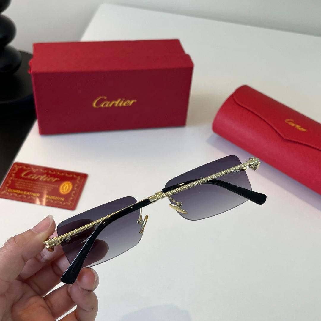 Cartier Lightweight Metal Rimless Silver Lens Sunglasses for Men & Wo - 493700 - detail image 4