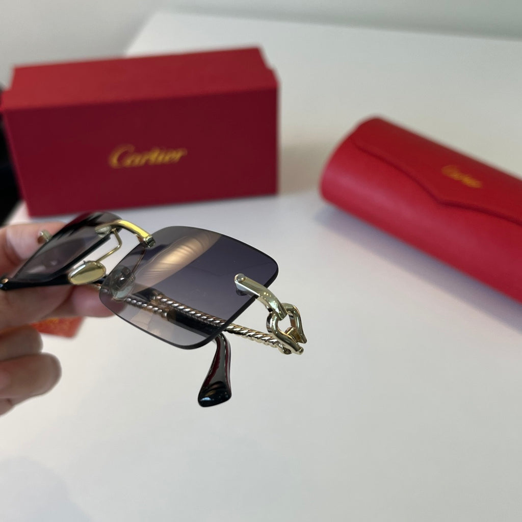 Cartier Lightweight Metal Rimless Silver Lens Sunglasses for Men & Wo - 493700 - detail image 7