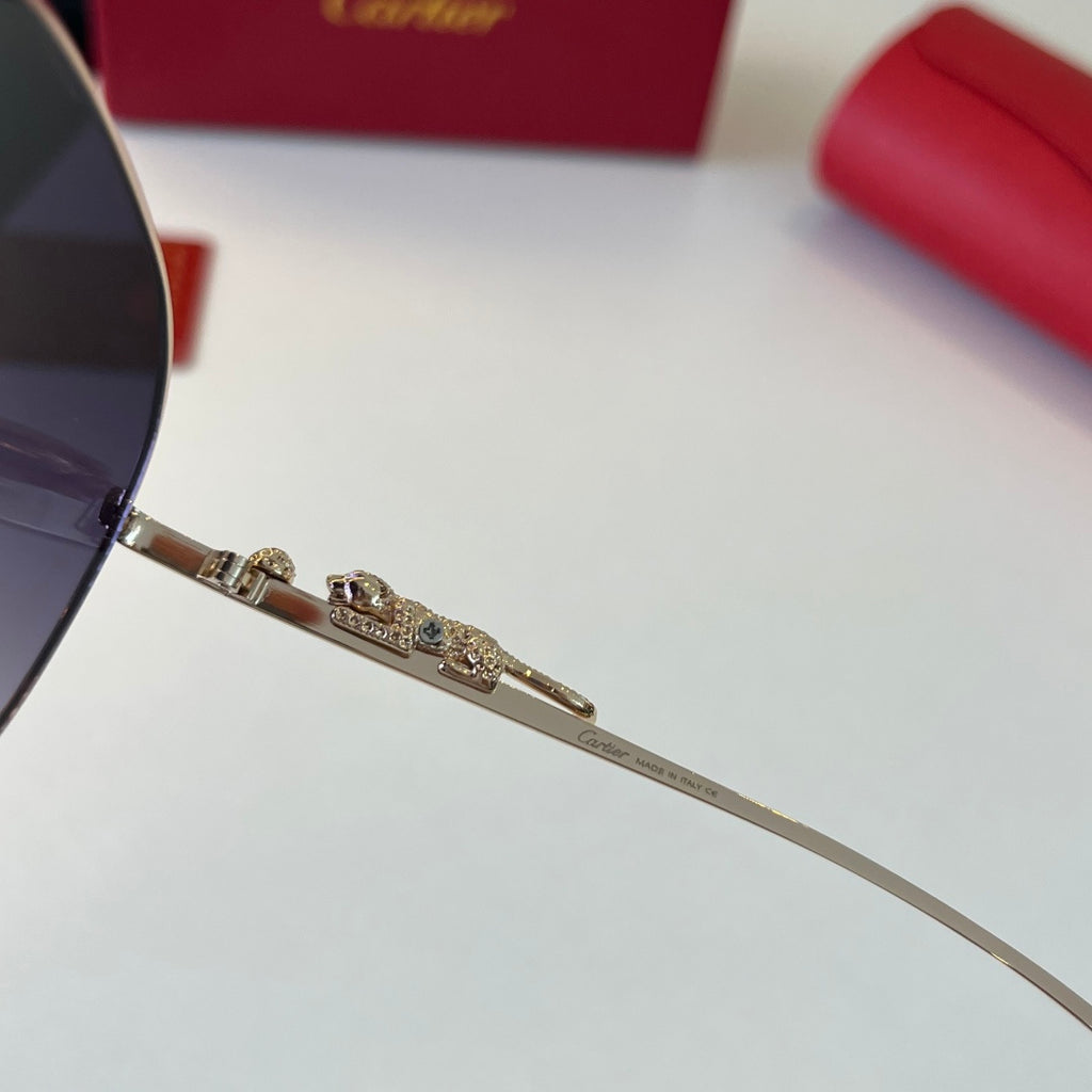Cartier Lightweight Metal Rimless Blue Lens Sunglasses for Men & Wome - 465732 - detail image 10