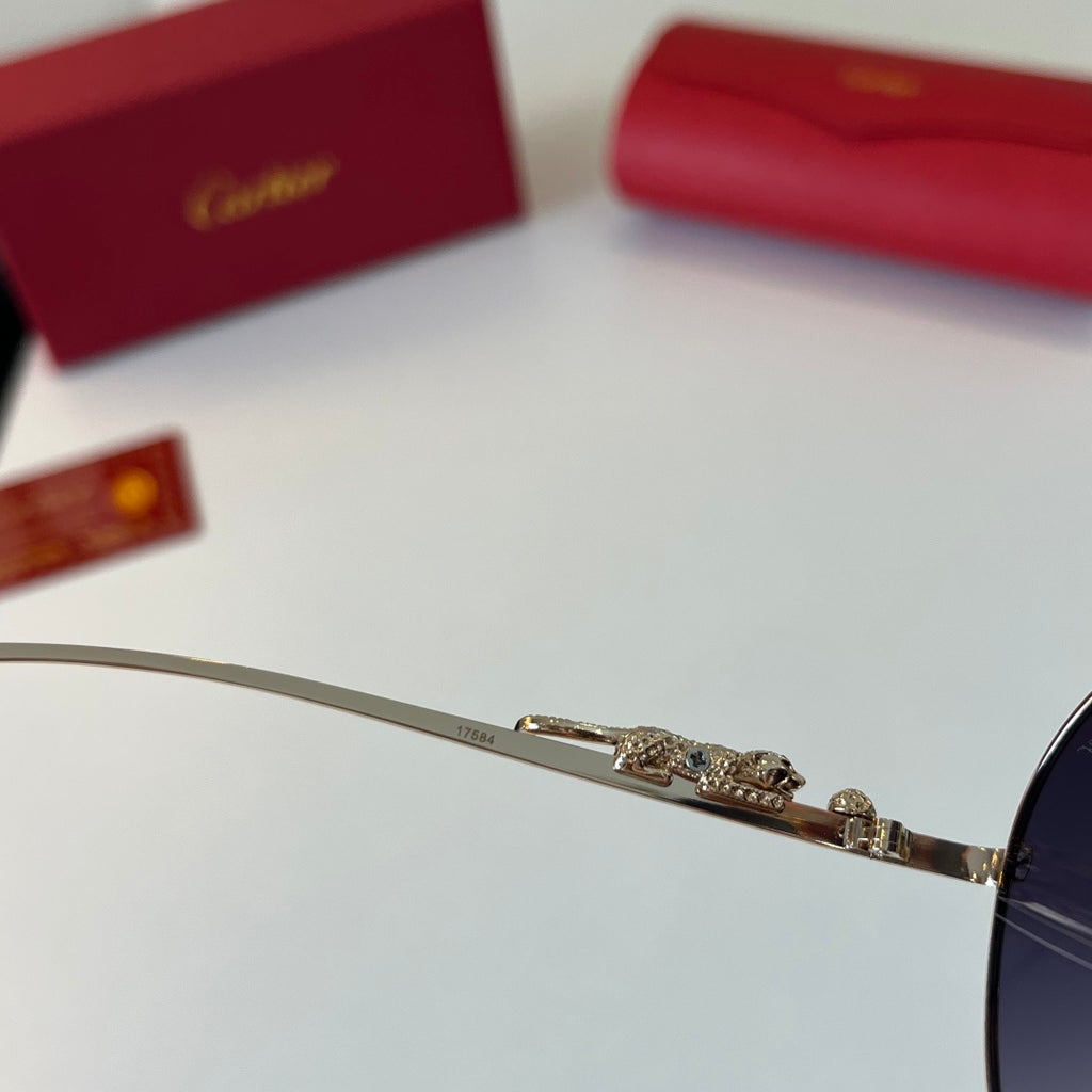 Cartier Lightweight Metal Rimless Blue Lens Sunglasses for Men & Wome - 465732 - detail image 9