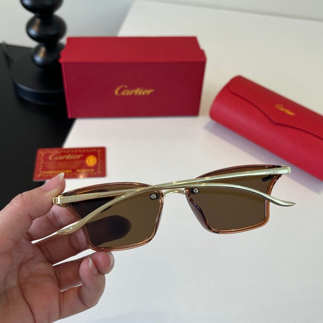 Cartier Lightweight Metal Rimless Brown Lens Sunglasses for Men & Wom - 487327 - detail image 7