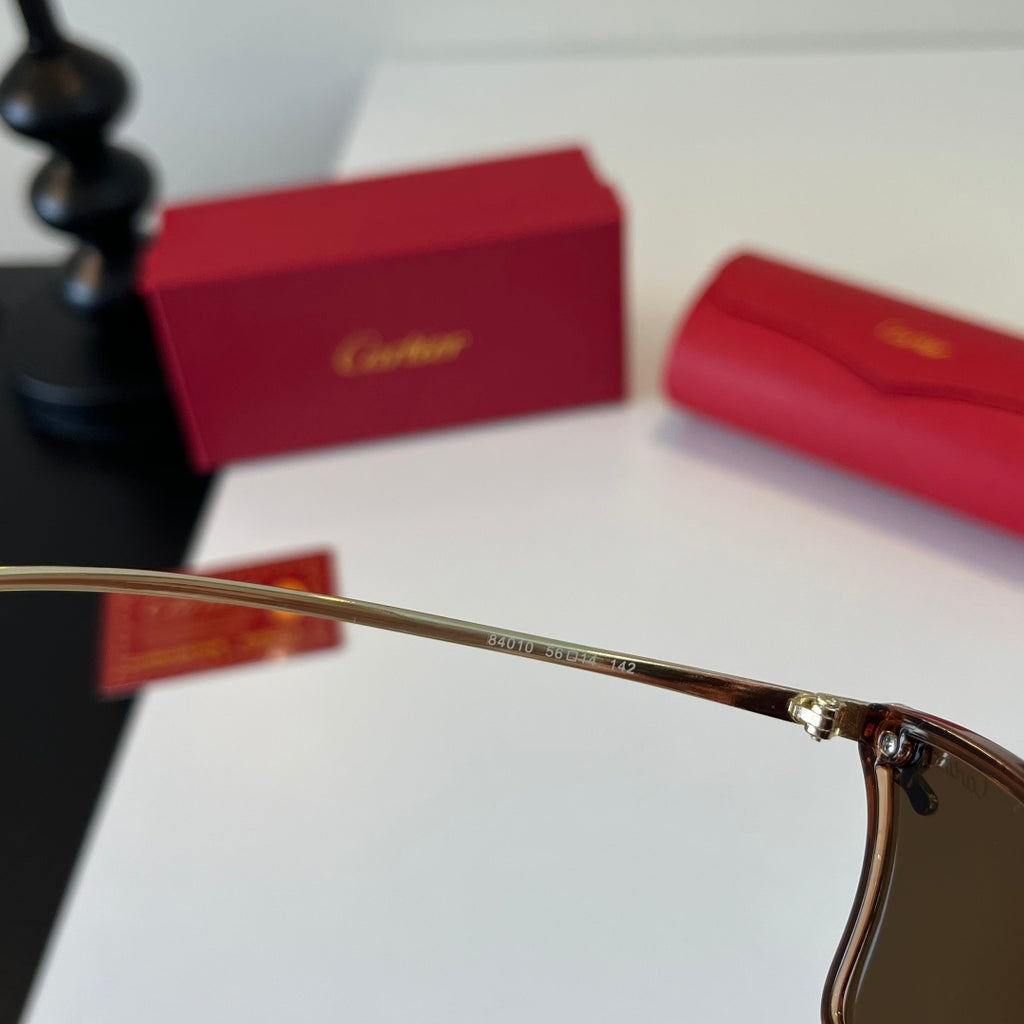 Cartier Lightweight Metal Rimless Brown Lens Sunglasses for Men & Wom - 432295 - detail image 9