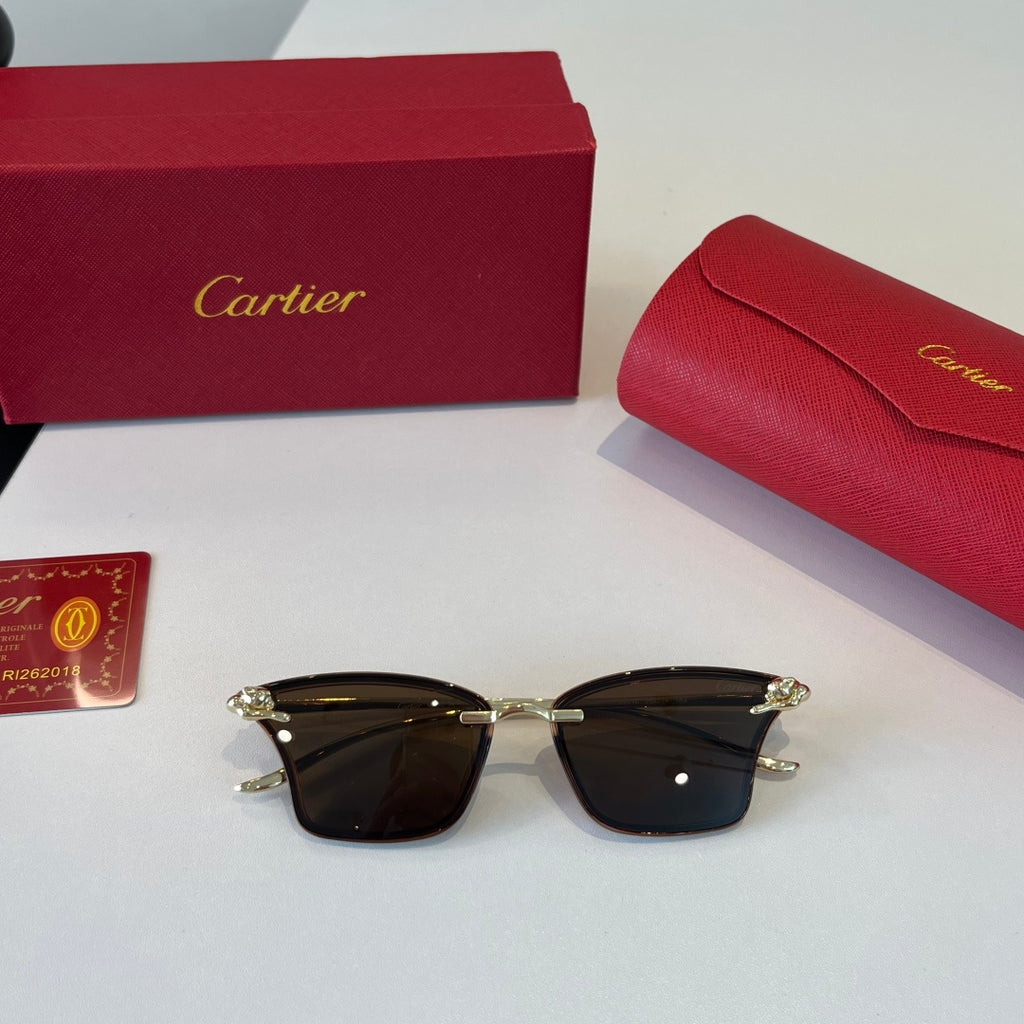 Cartier Lightweight Metal Rimless Brown Lens Sunglasses for Men & Wom - 415919 - detail image 4