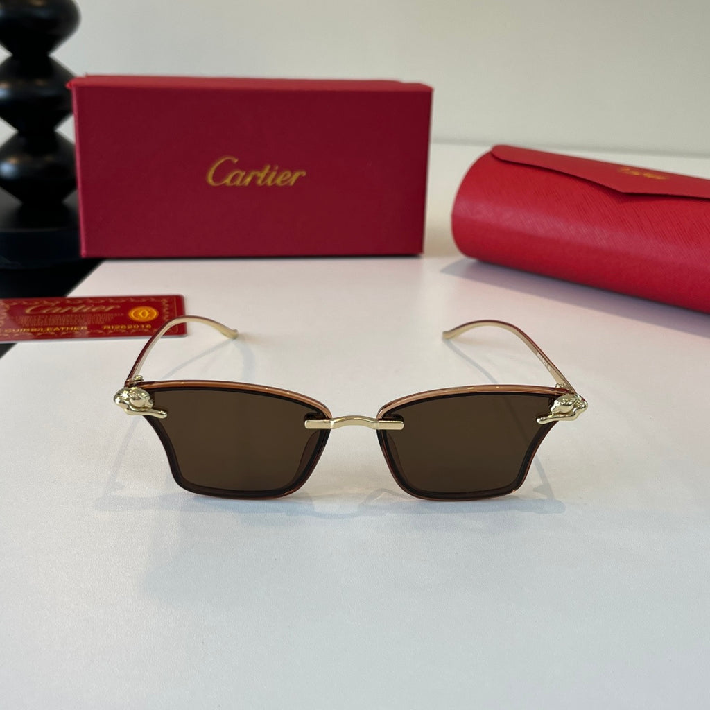 Cartier Lightweight Metal Rimless Brown Lens Sunglasses for Men & Wom - 432295 - detail image 2