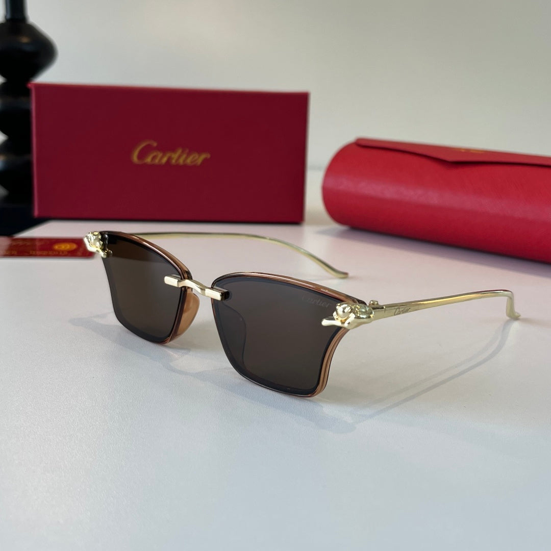 Cartier Lightweight Metal Rimless Brown Lens Sunglasses for Men & Wom - 432295 - detail image 3