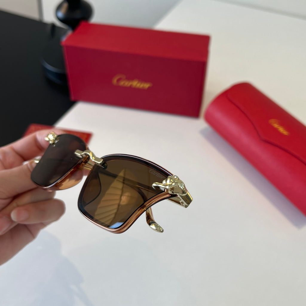 Cartier Lightweight Metal Rimless Brown Lens Sunglasses for Men & Wom - 487327 - detail image 6